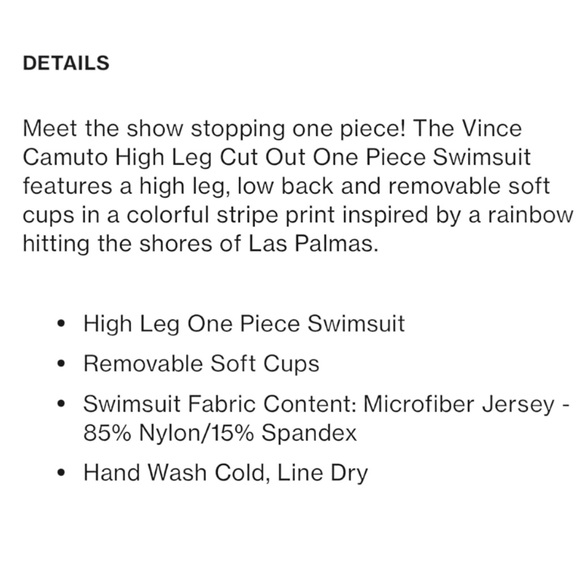 ☀️☀️☀️ Vince Camuto High Leg Cutout One Piece Swimsuit - Sunbeam - Picture 9 of 10